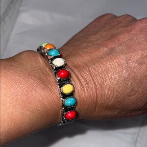 Red and Blue Beaded Bohemian Bracelet